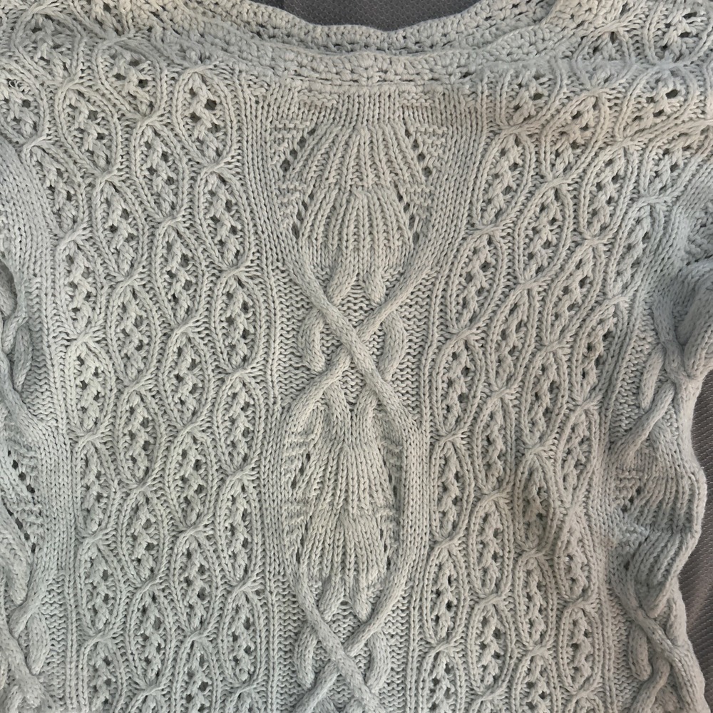 Express Tricot Handknit Crochet Boho Lace Cream‎ Ivory Pullover Sweater Small - Picture 3 of 6